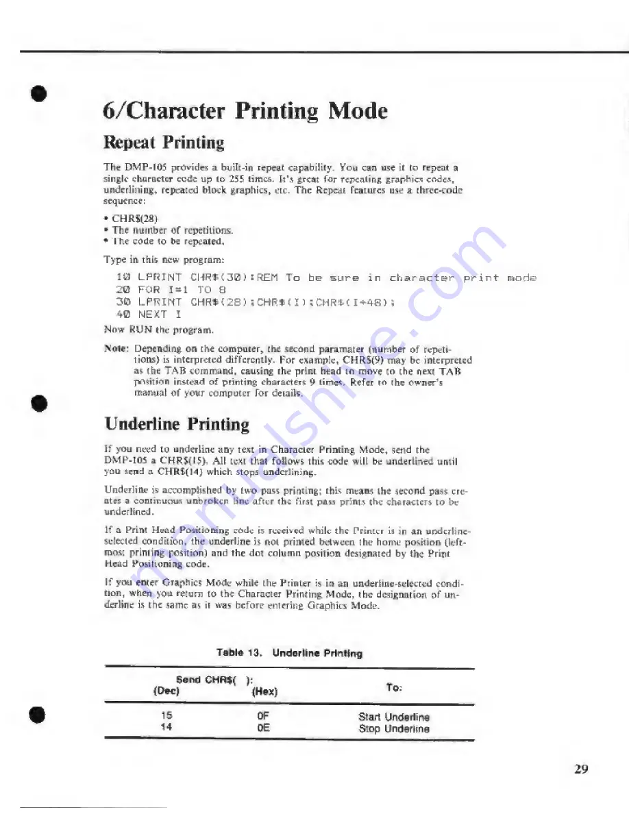 Tandy DMP-105 Operation Manuals Download Page 33