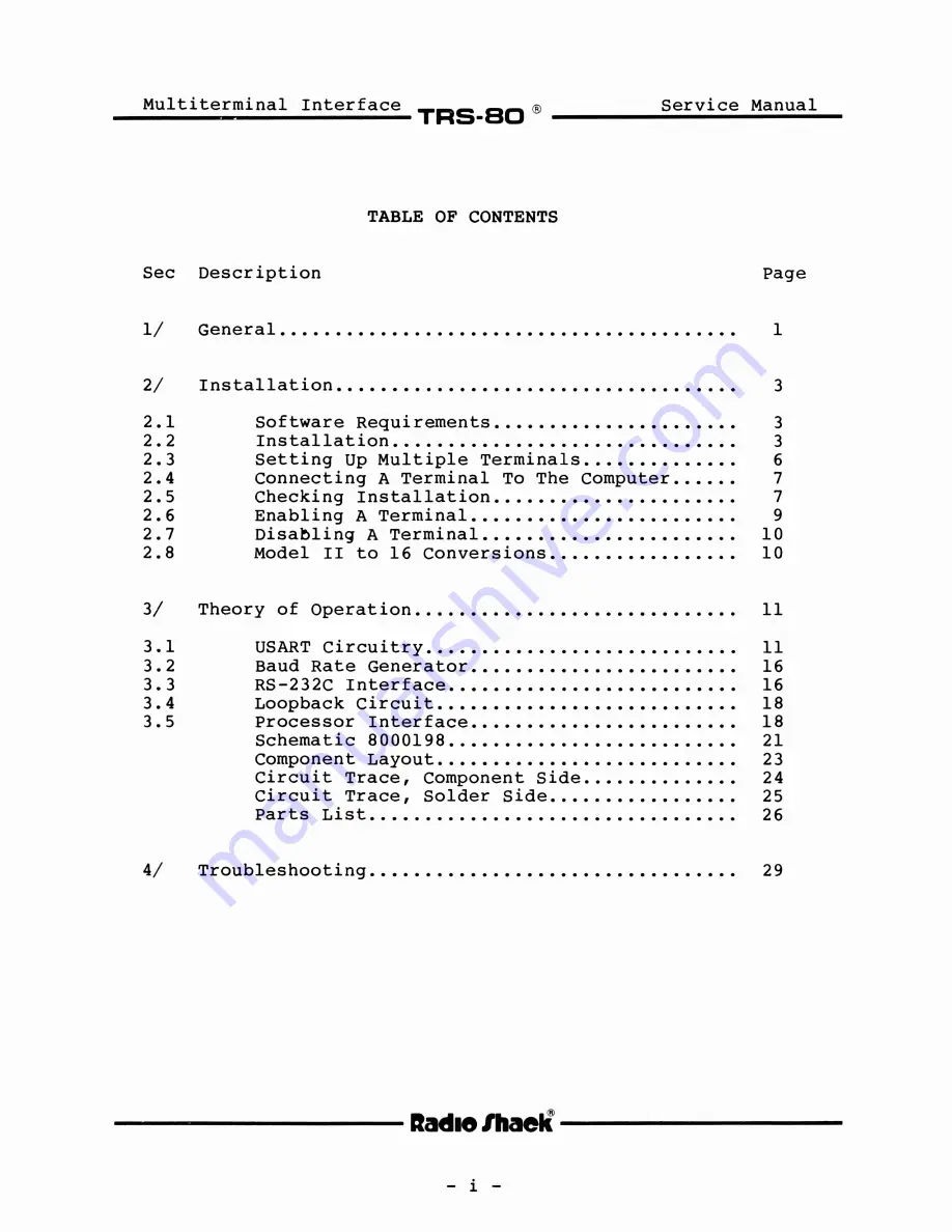 Tandy TRS-80 Model II Service Manual Download Page 3