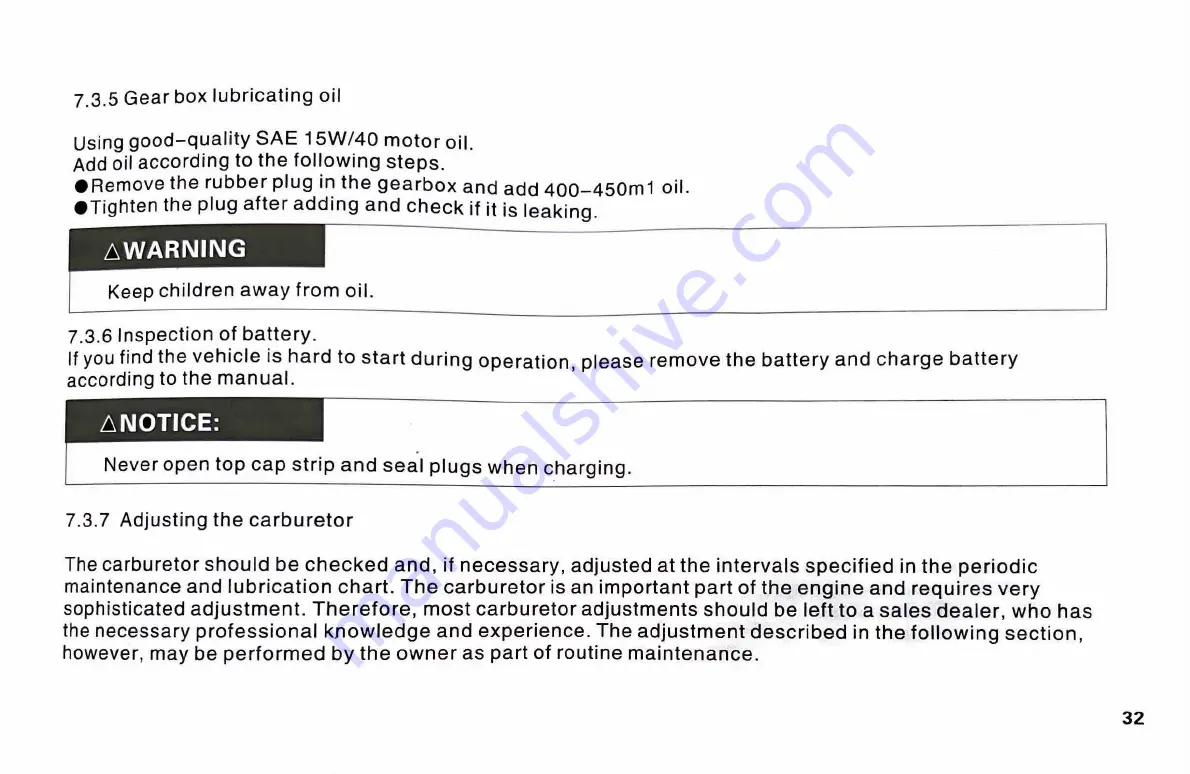 Tao Motor R250 Owner'S Manual Download Page 39