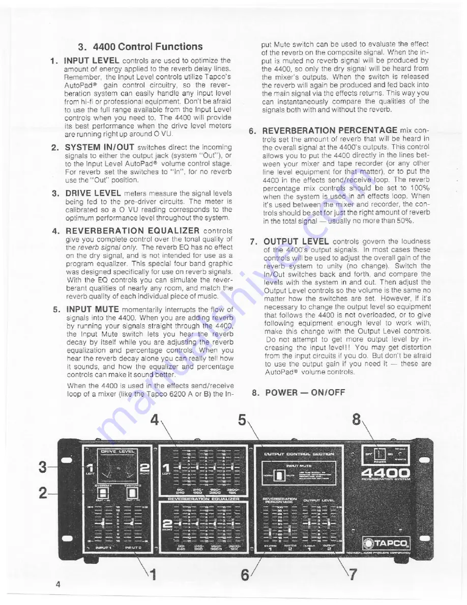 Tapco 4400 Owner'S Manual Download Page 5