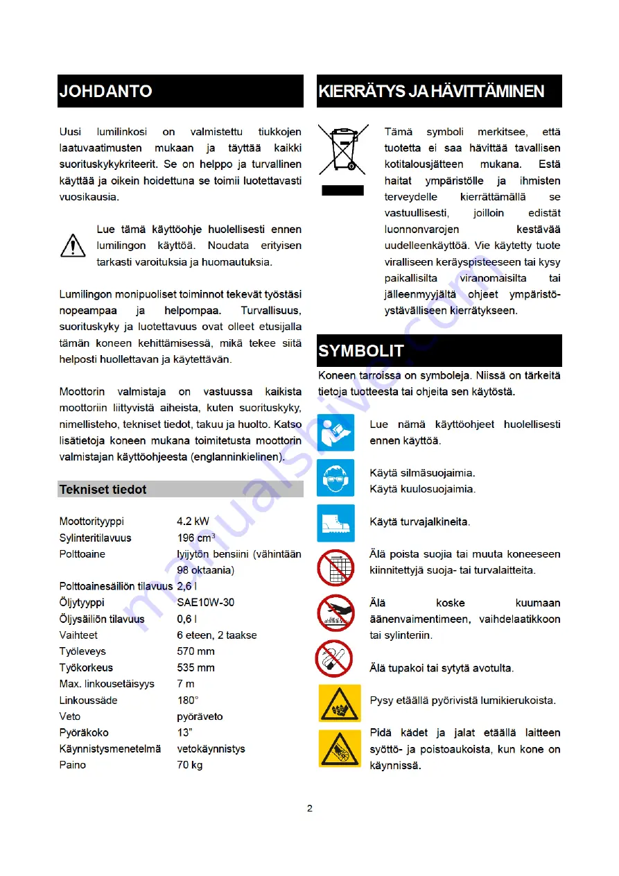 Tarmo XTP120 Instruction Manual Download Page 2