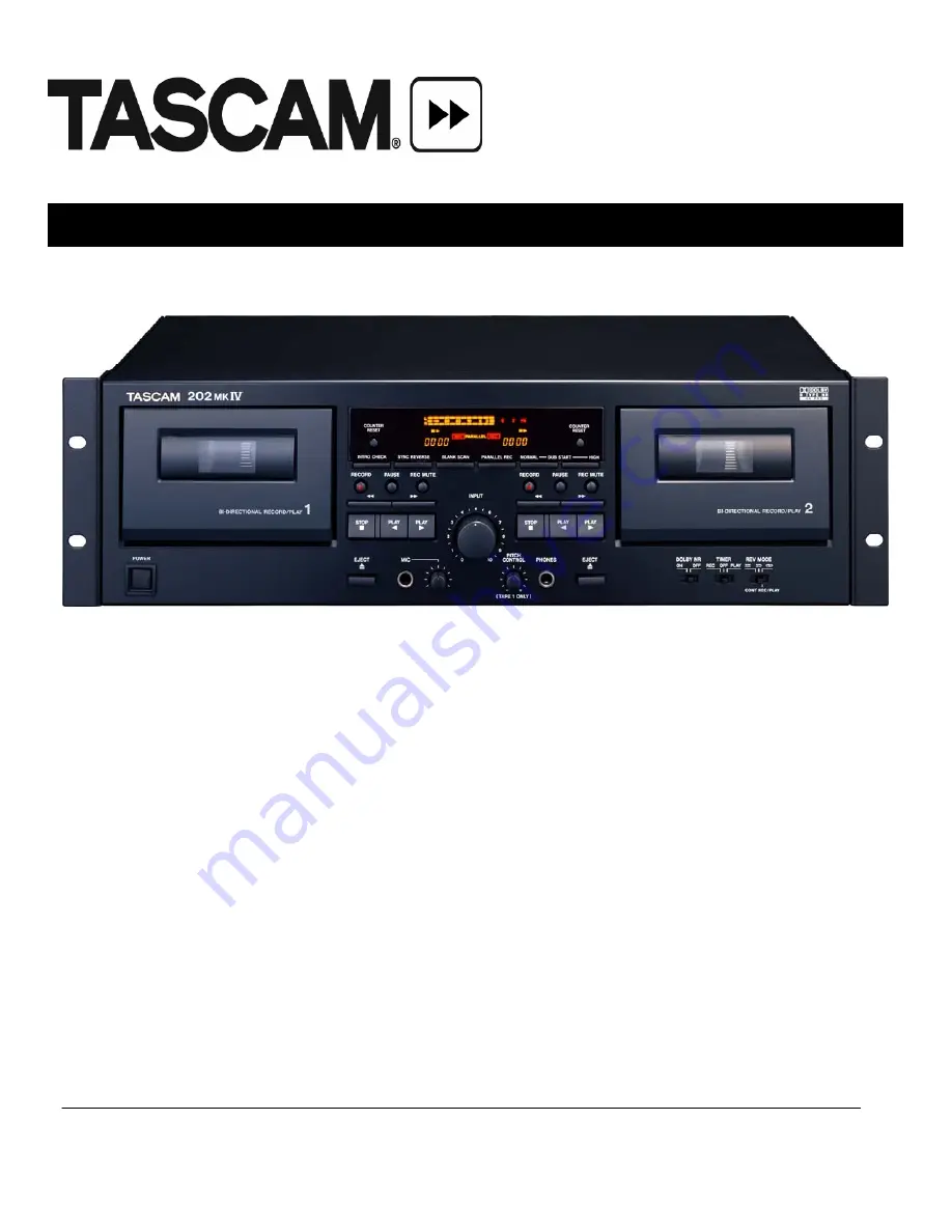 Tascam 202mkIV Скачать руководство пользователя страница 1