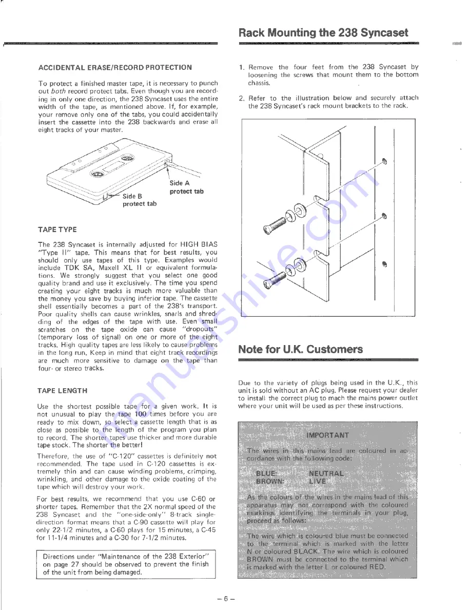 Tascam 238 Owner'S Manual Download Page 6