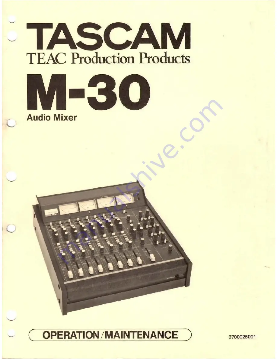 Tascam M-30 Operation & Maintenance Manual Download Page 1