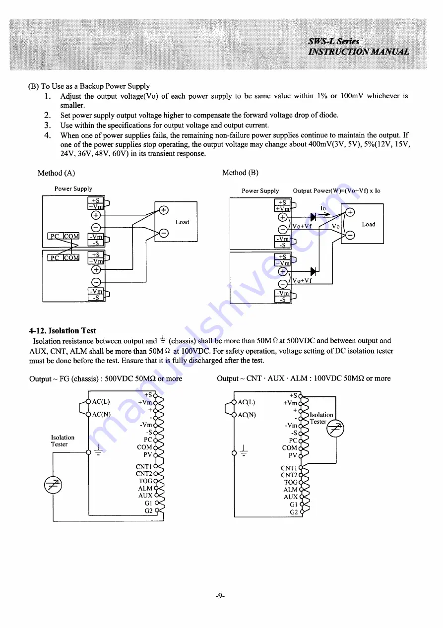 TDK-Lambda SWS-L Series Instruction Manual Download Page 10