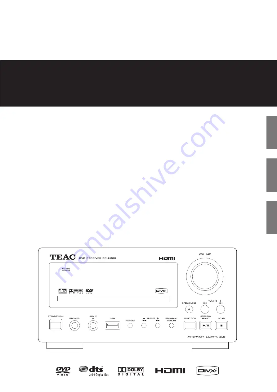 Teac DR-H300 Owner'S Manual Download Page 1