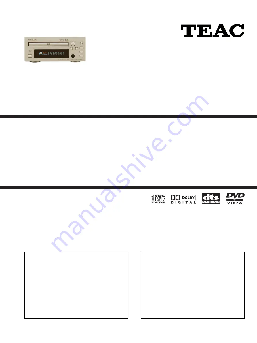 Teac DV-H350 Скачать руководство пользователя страница 1