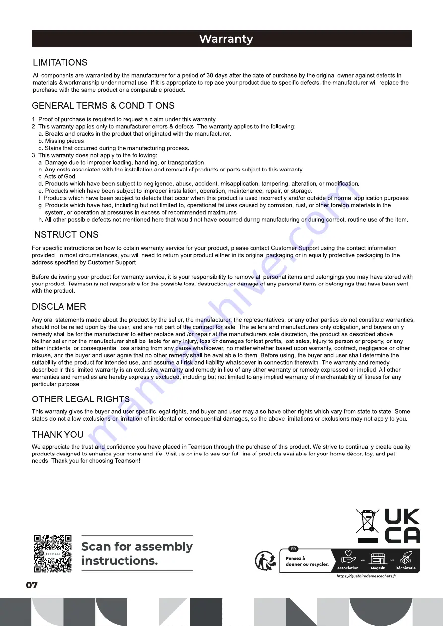 Teamson Home RJ-23063 Manual Download Page 8