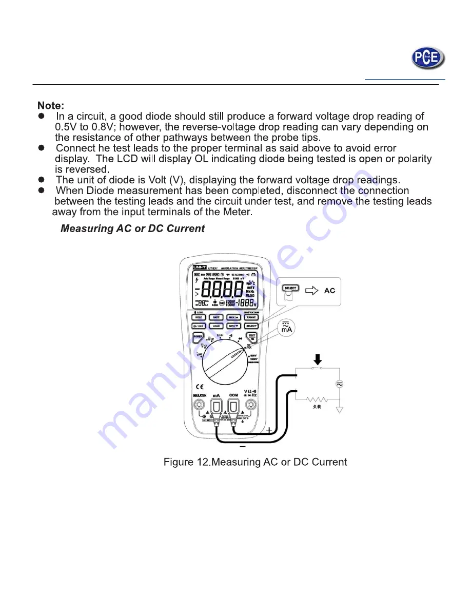 UNI-T UT531 Manual Download Page 20