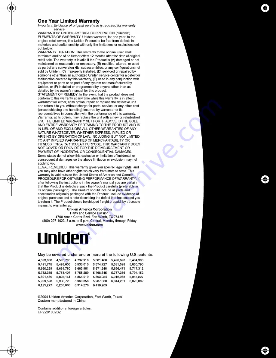 Uniden EXP7241 Series Owner'S Manual Download Page 12