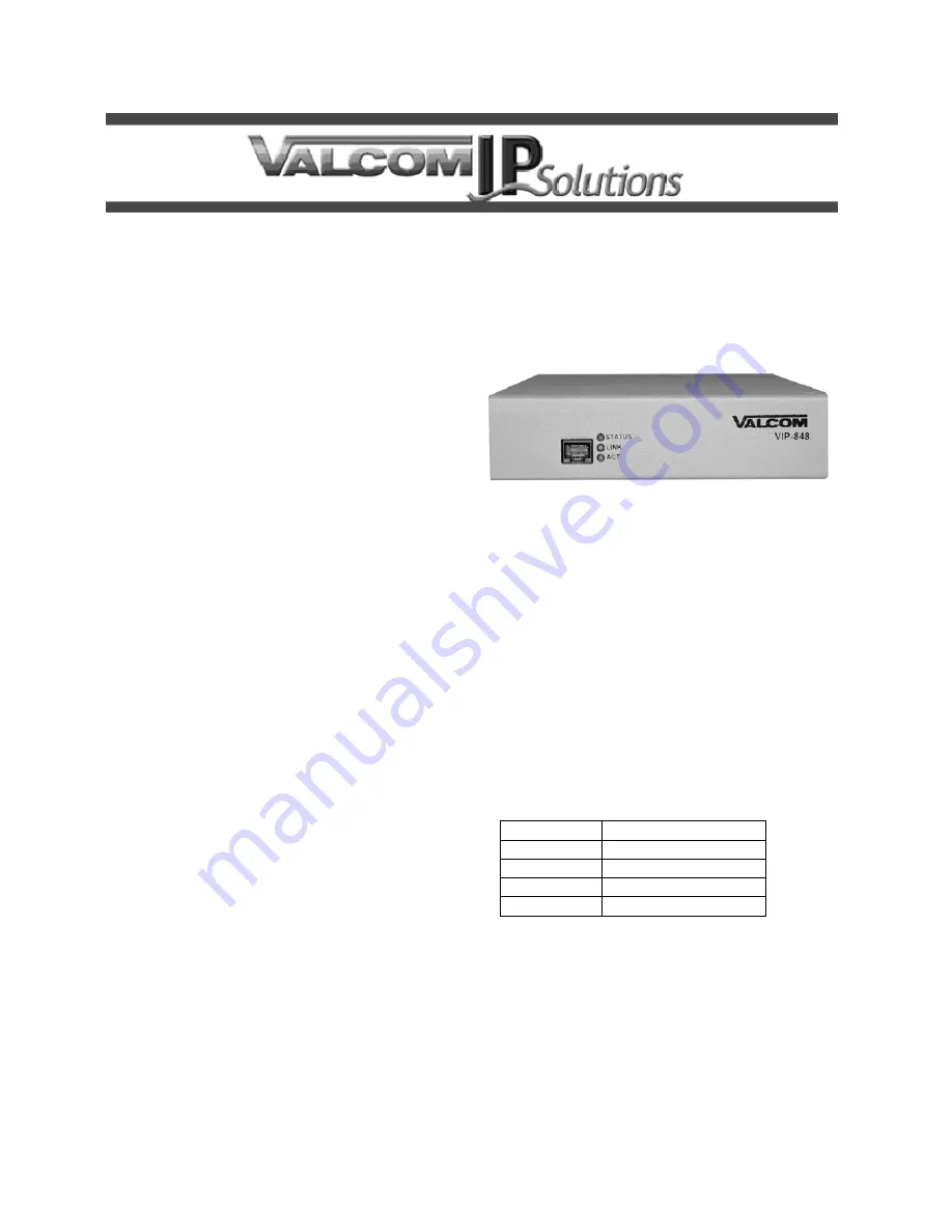 Valcom VIP-848 User Manual Download Page 1