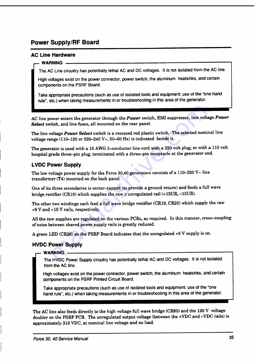 Valleylab Force 30 Service Manual Download Page 43