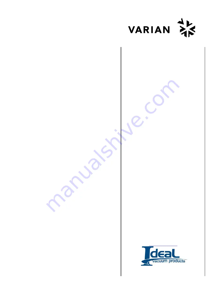 Varian TriScroll 300 Series Replacement Manual Download Page 1