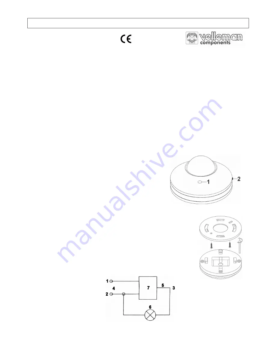 Velleman PIR1200C Скачать руководство пользователя страница 1