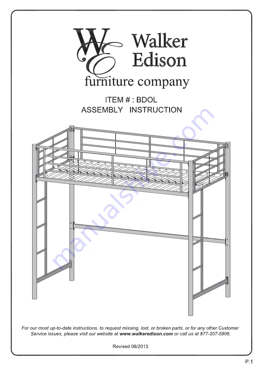 Walker Edison BDOL Assembly Instruction Manual Download Page 1