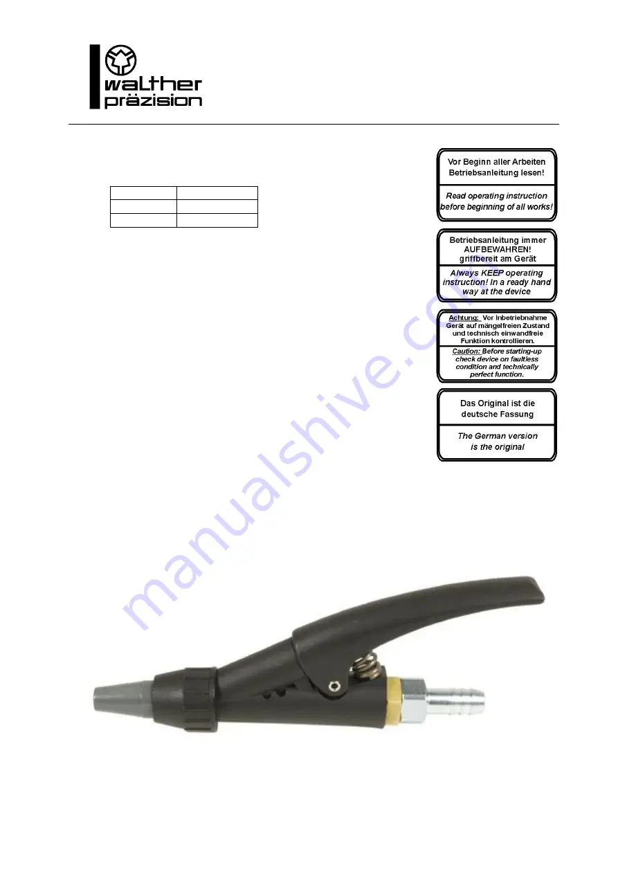 Walther prazision 95001 Operating	 Instruction Download Page 16