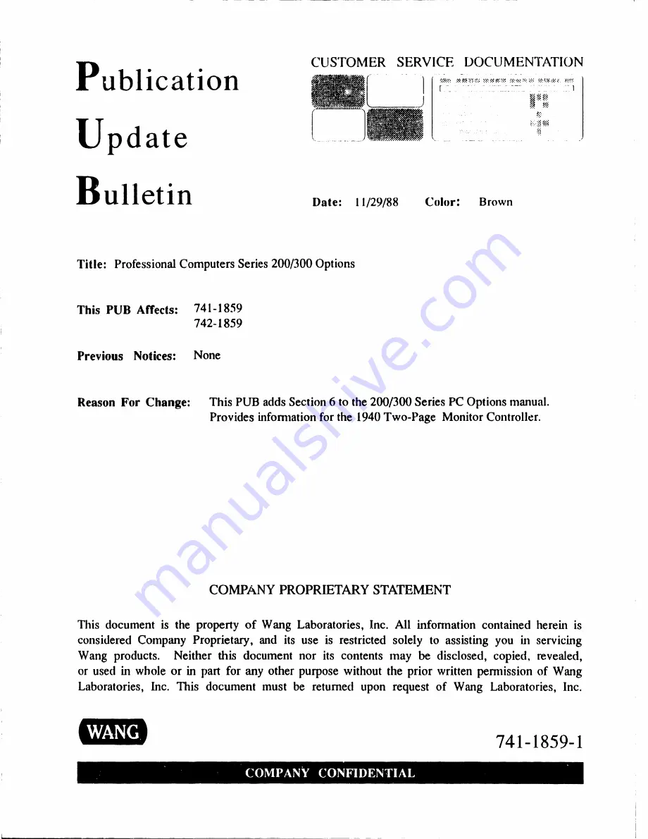 Wang 200 Series Maintenance Manual Download Page 5