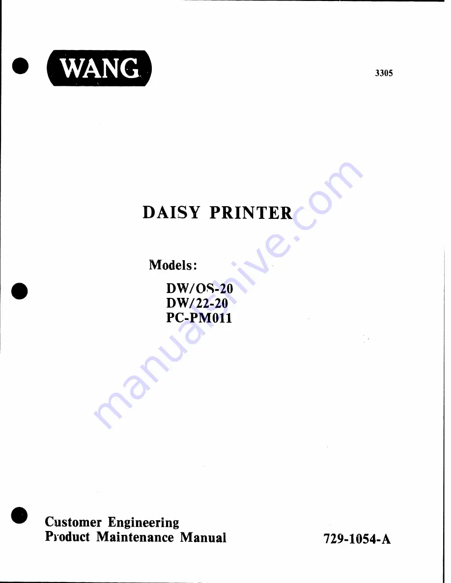 Wang DW/OS-20 Maintenance Manual Download Page 1