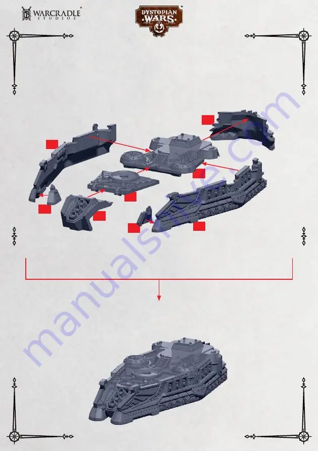 WARCRADLE STUDIOS DYSTOPIAN WARS MANDJET HEAVY SKIMMER Assembly Instructions Manual Download Page 1