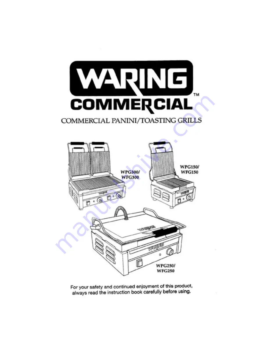 Waring WPG Series Instruction Book Download Page 1