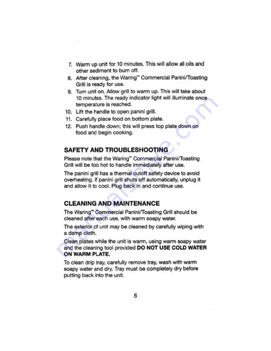 Waring WPG Series Instruction Book Download Page 7