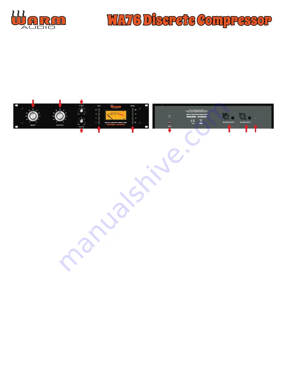 Warm Audio WA76 discrete compressor Operation Manual Download Page 1