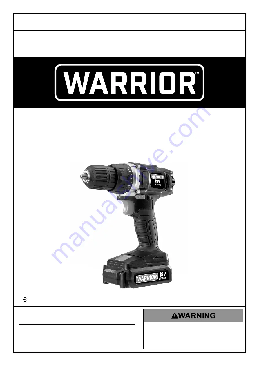 WARRIOR 58389 Owner'S Manual & Safety Instructions Download Page 1