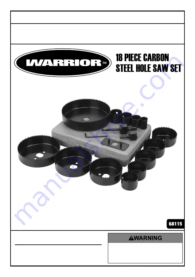 WARRIOR 68115 Owner'S Manual & Safety Instructions Download Page 1