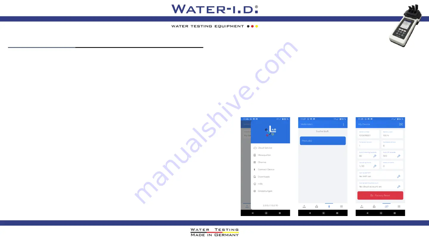 Water I.D. PoolLab 2.0 Quick Start Manual Download Page 10