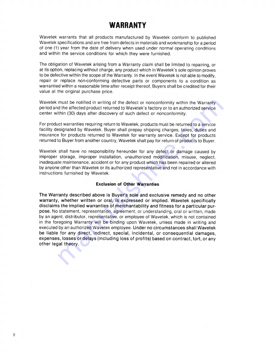 Wavetek 278 Operator'S  Maintenance Manual Download Page 3