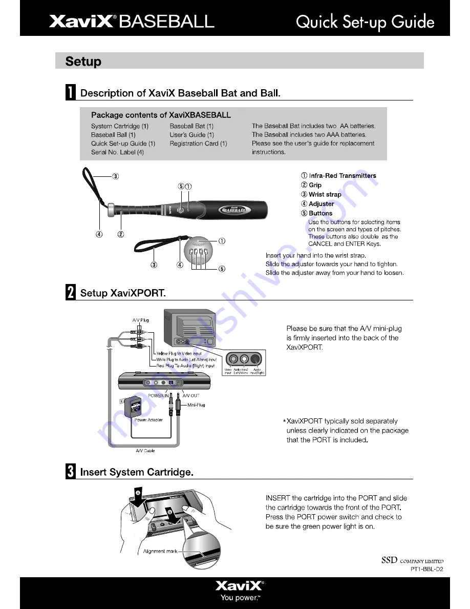 Xavix Baseball Quick Setup Manual Download Page 1