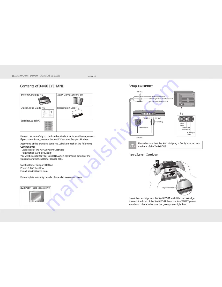 Xavix EyeHand Quick Setup Manual Download Page 1