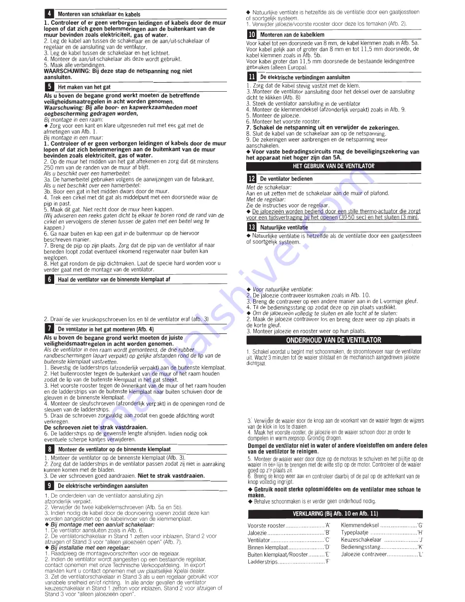 Xpelair GX12 Installation And Operating Instructions Manual Download Page 13