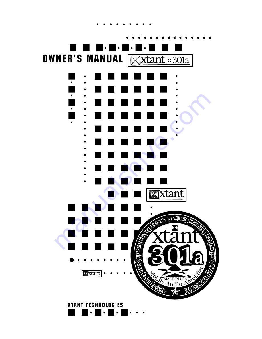 Xtant 301A Owner'S Manual Download Page 1