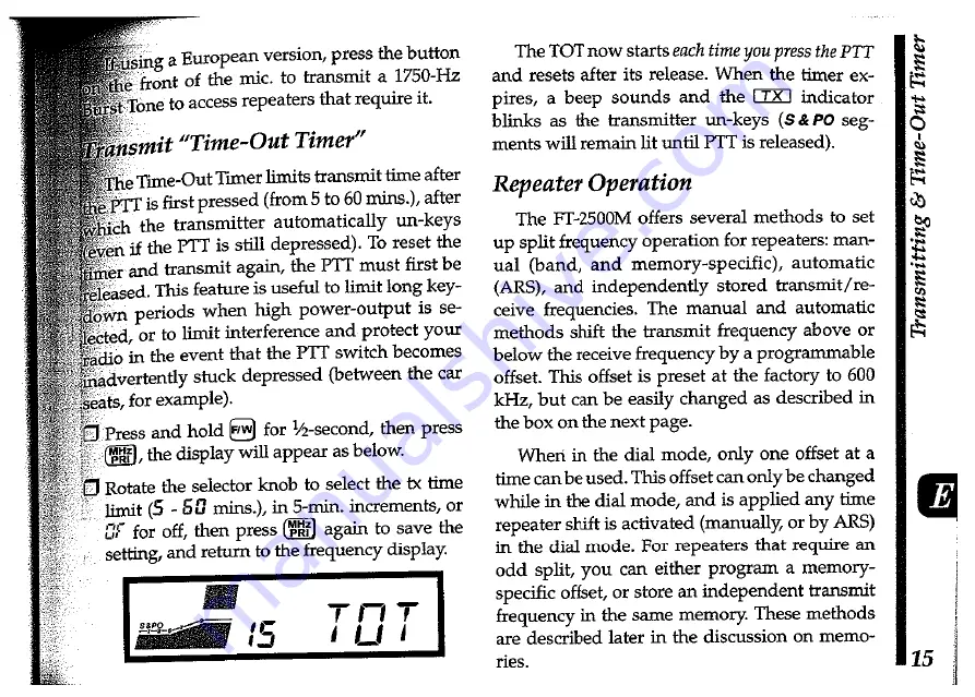 Yaesu FT-2500M Operating Manual Download Page 18