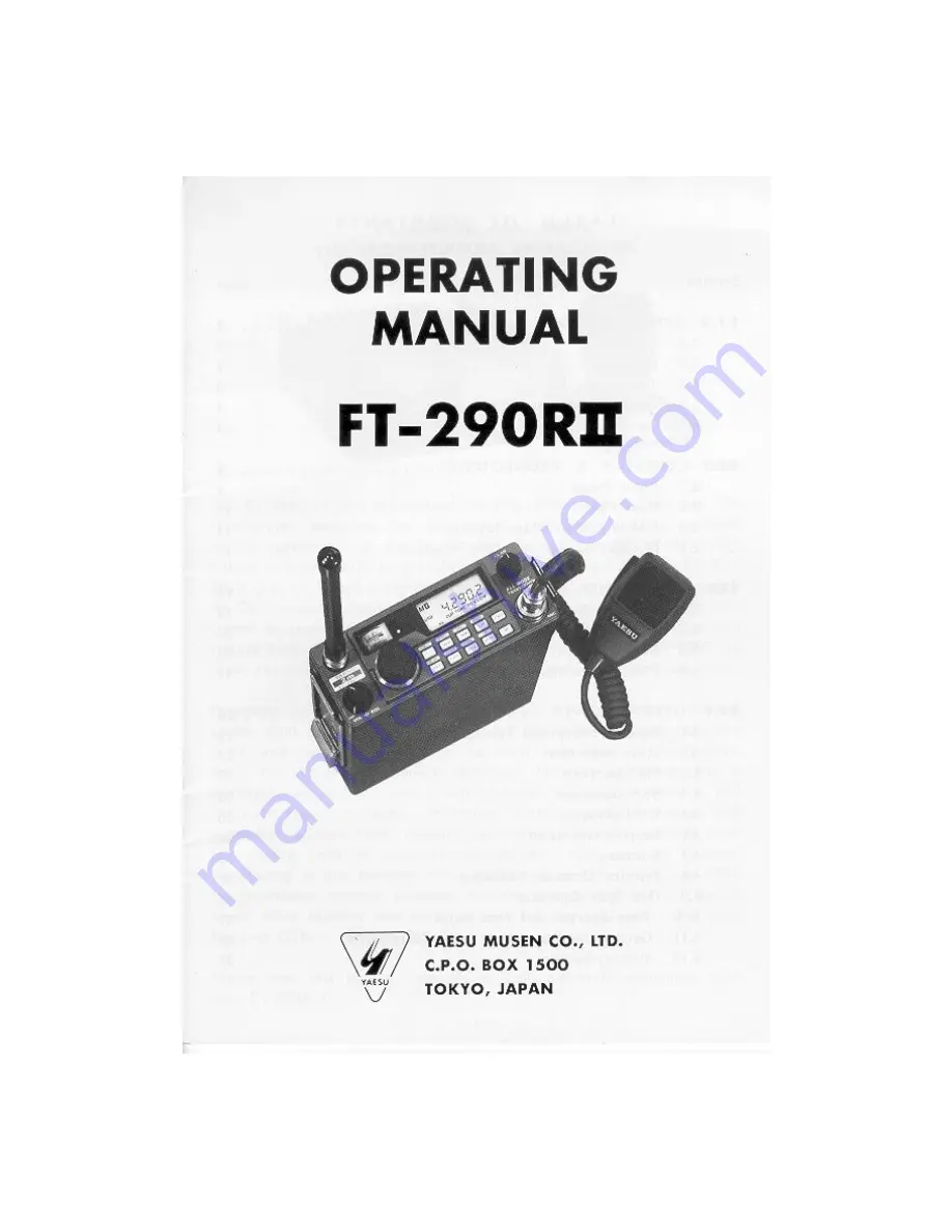 Yaesu FT-290R II Operating Manual Download Page 1