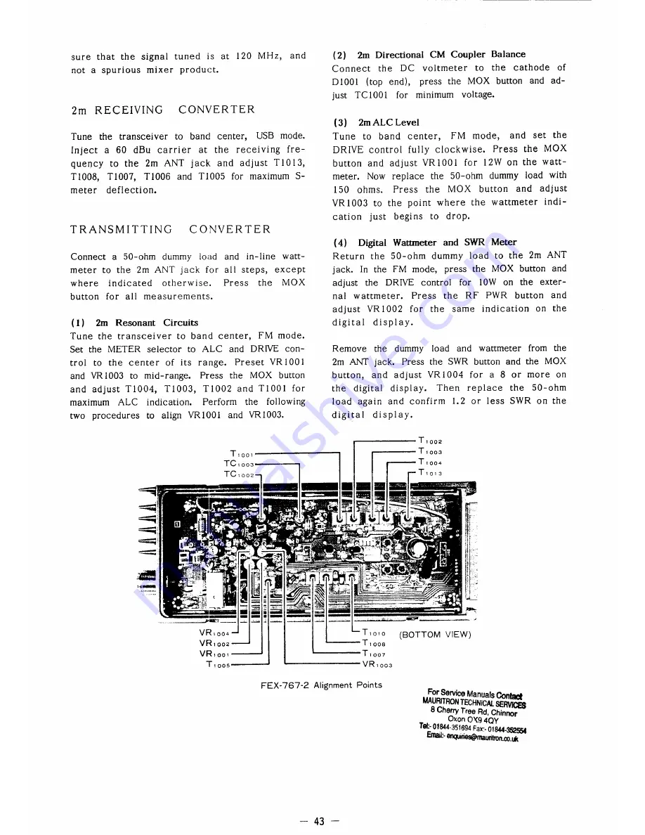 Yaesu FT-767GX Service Manual Download Page 73