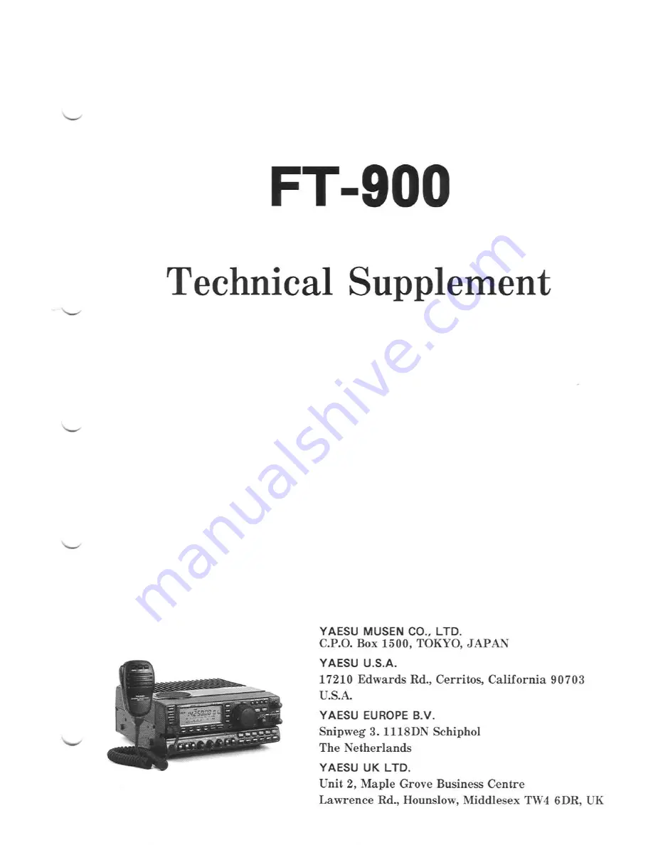 Yaesu FT-900 Technical Manual Download Page 1