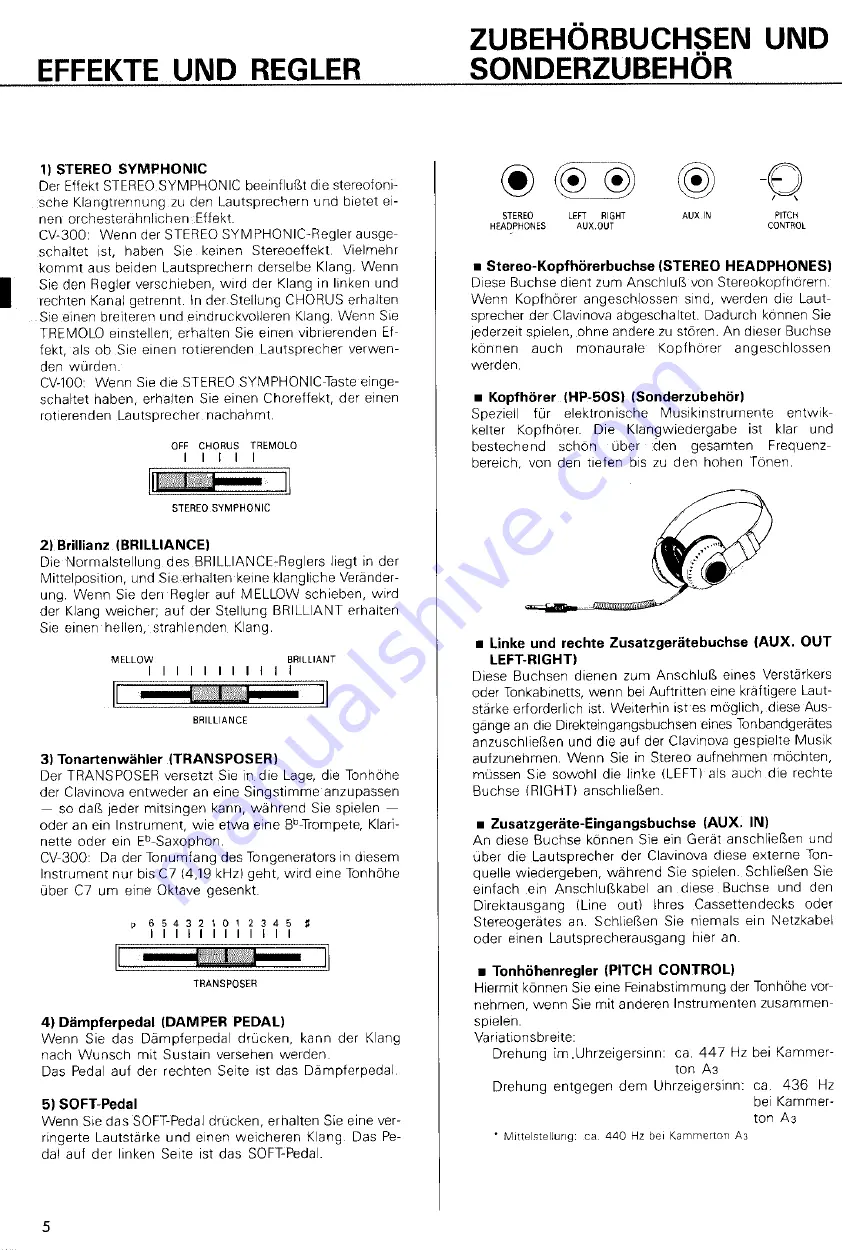 Yamaha Clavinova CV-100 Bedienungsanleitung Download Page 5