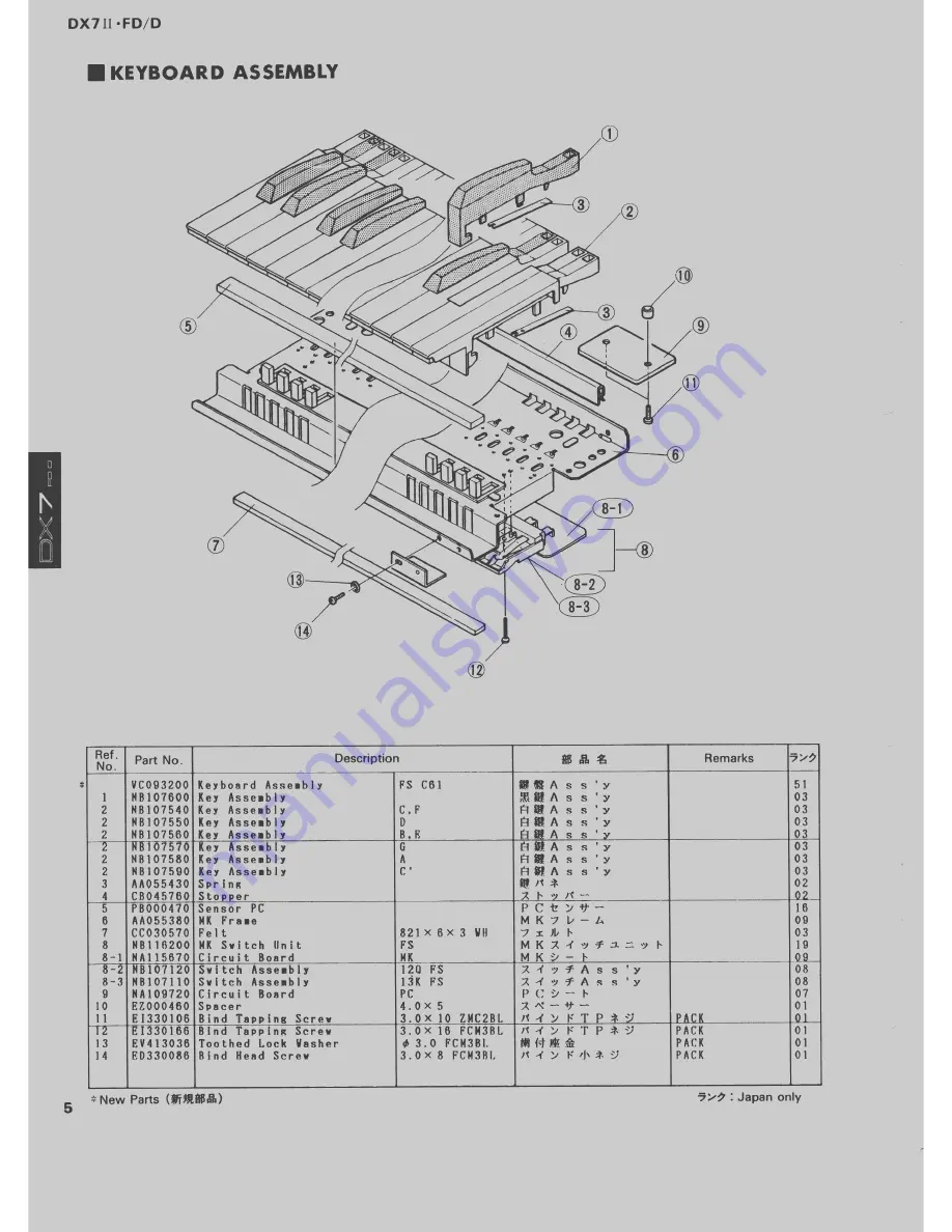 Yamaha DX7 II FD Service Manual Download Page 45