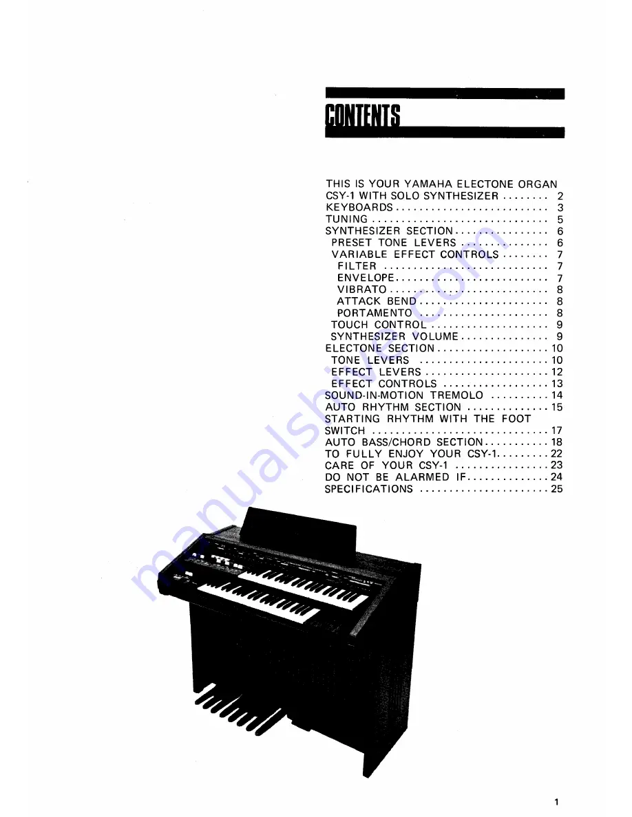 Yamaha Electone CSY-1 Manual Download Page 3