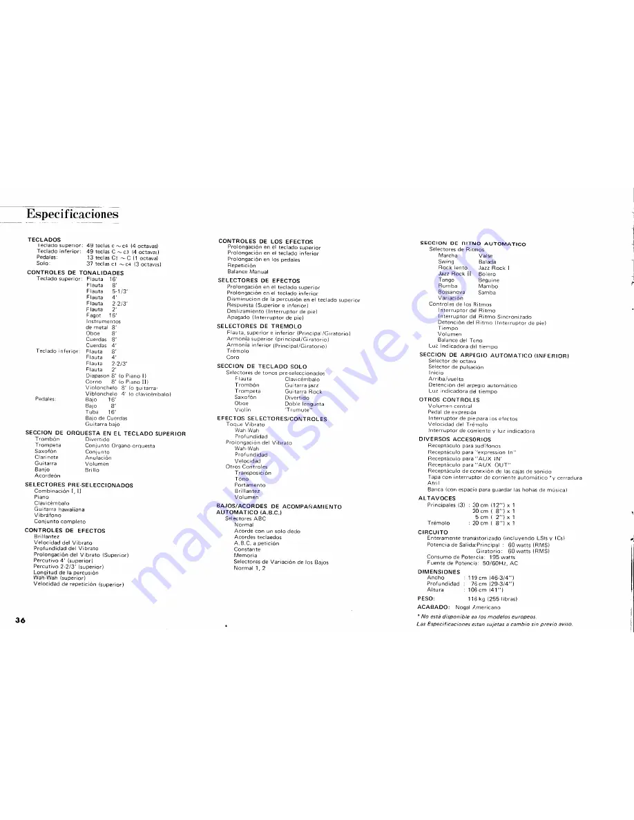 Yamaha Electone D-80 Manual Download Page 38