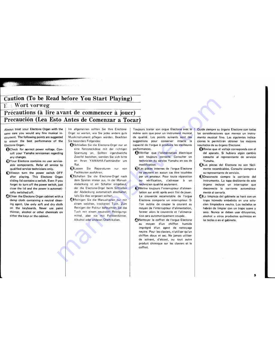 Yamaha Electone E-75 Manual Download Page 5
