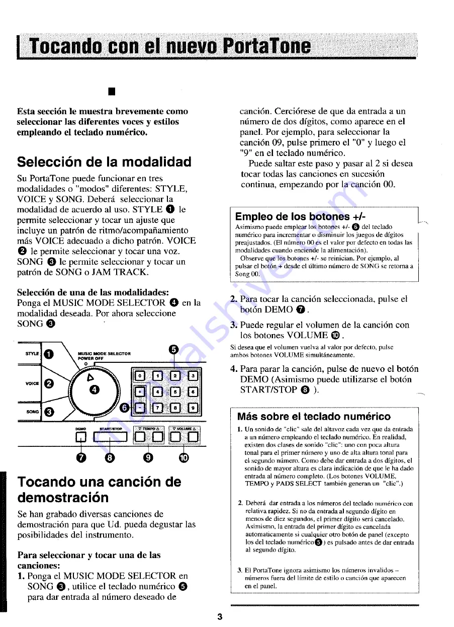 Yamaha PortaTone PSR-110 Manual Del Instrucción Download Page 4