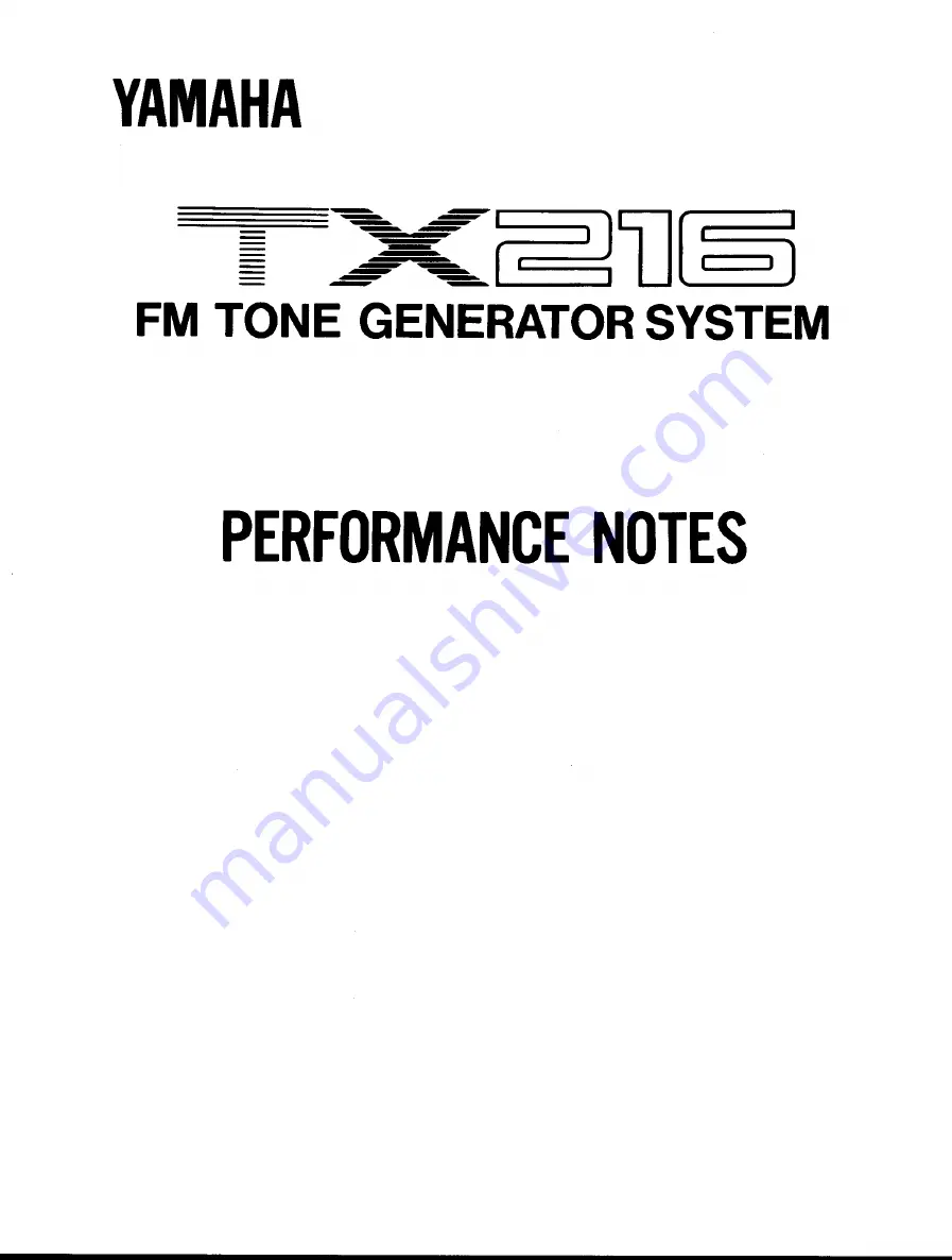 Yamaha TX-216 Performance Notes Download Page 1