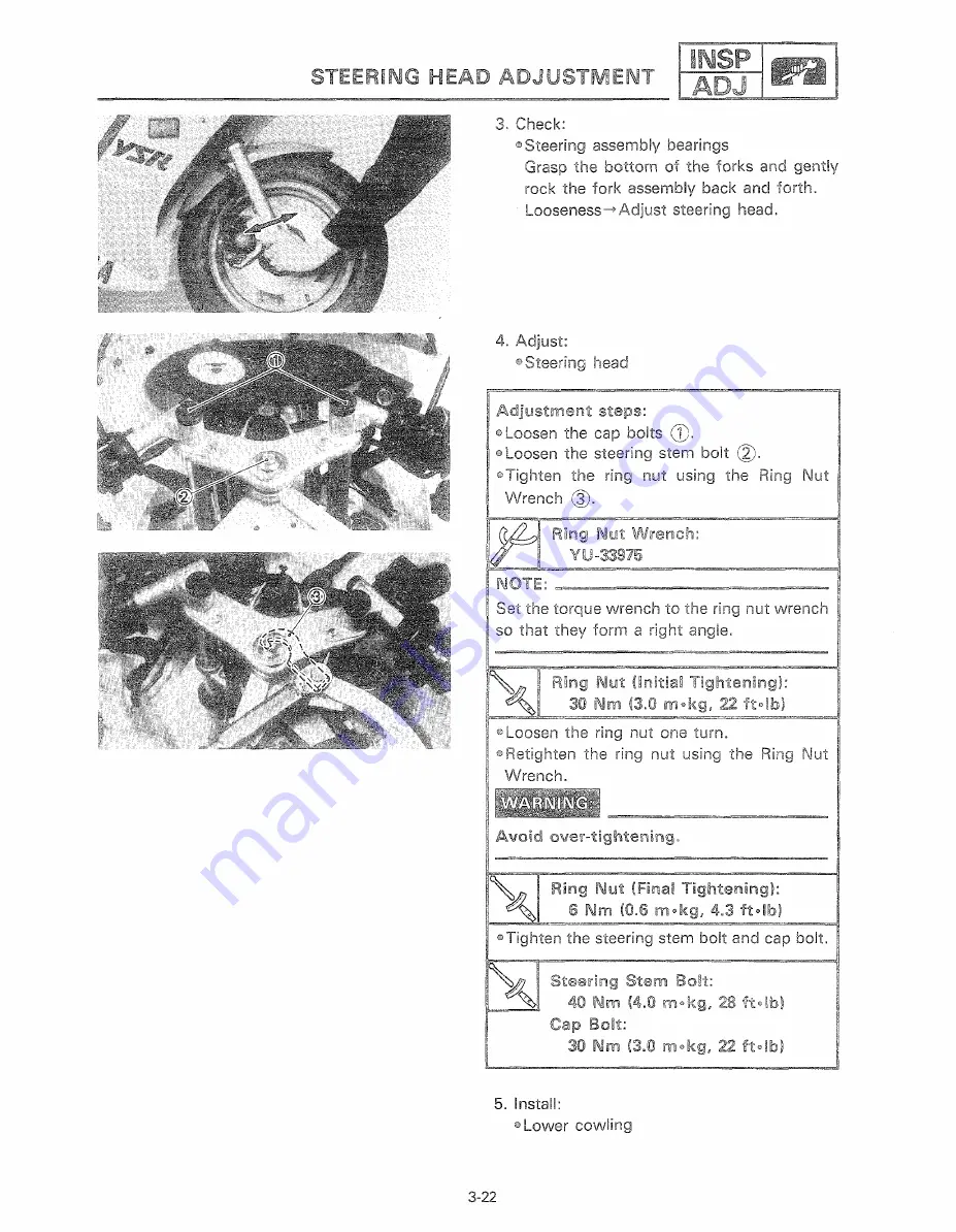 Yamaha YSR50T Service Manual Download Page 62