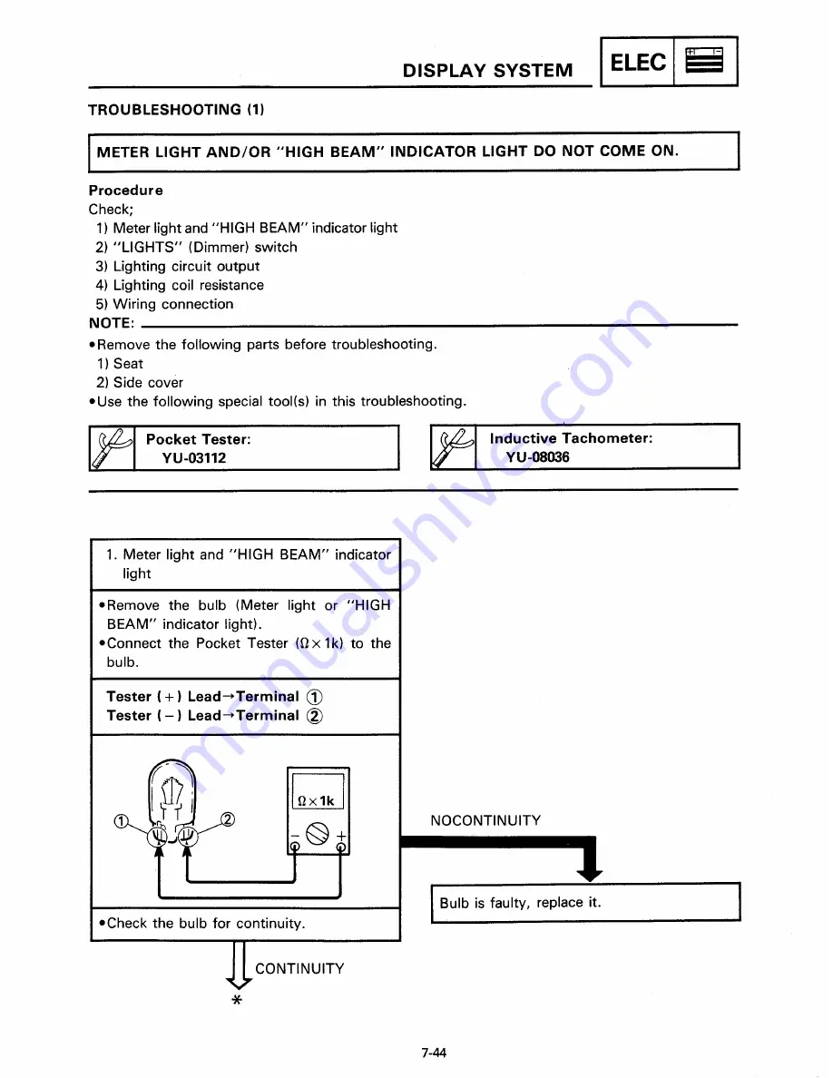 Yamaha YSR50T Service Manual Download Page 206