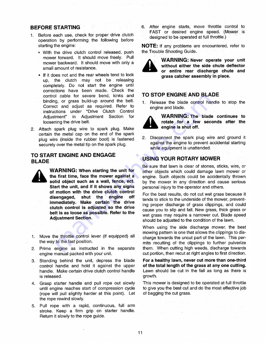 Yard Machines 820 Series Operator'S Manual Download Page 11