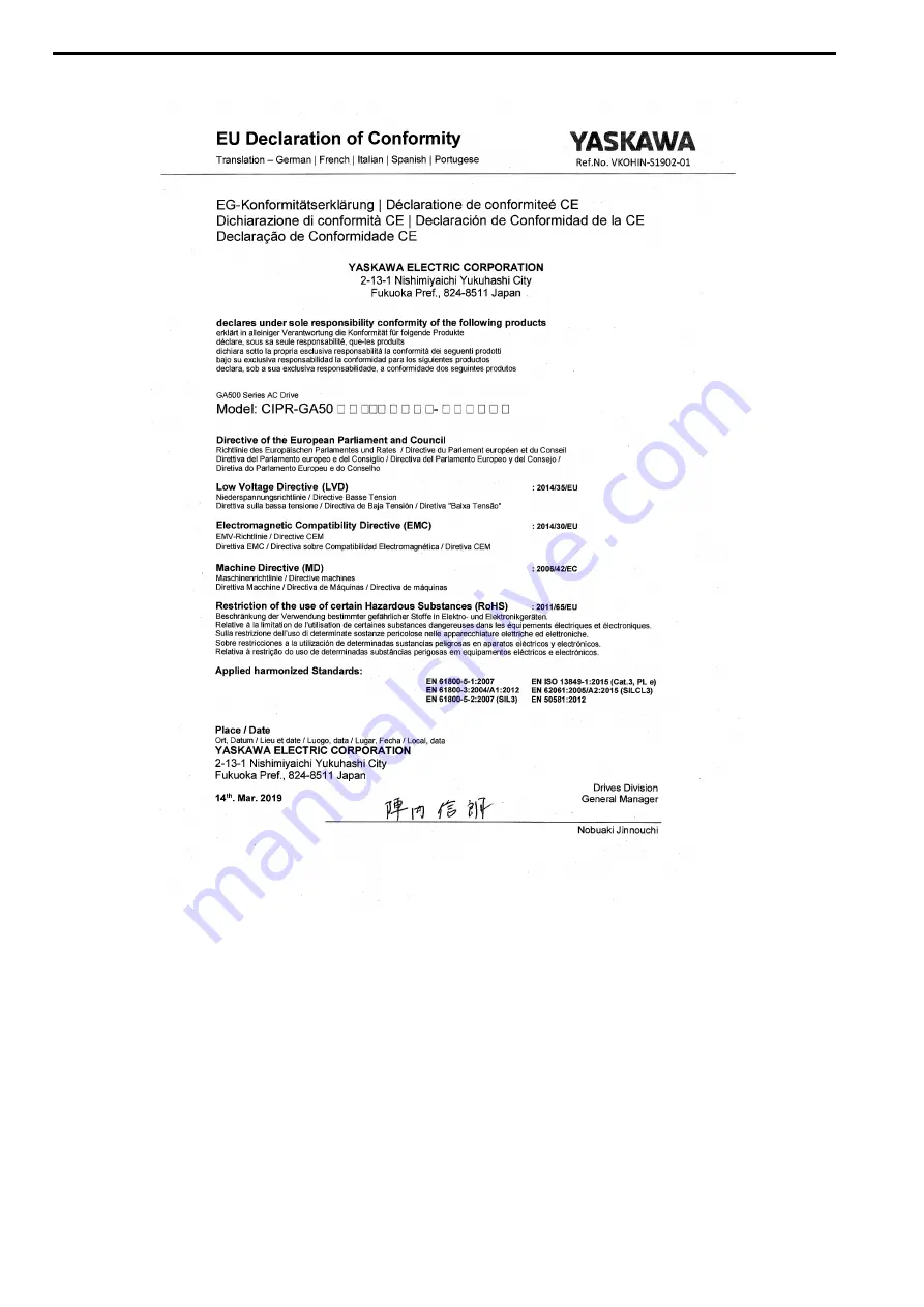 YASKAWA CIPR-GA50C series Technical Manual Download Page 156