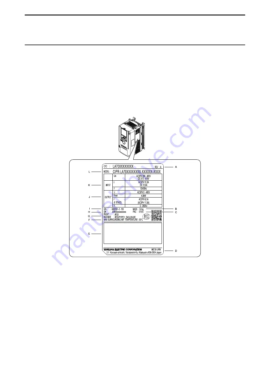 YASKAWA LA700 Series Installation And Operation Instruction Manual Download Page 201